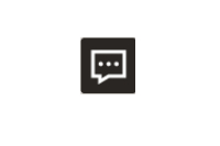 Schwarzes quadratisches Icon mit weißem Sprechblasen-Symbol.
