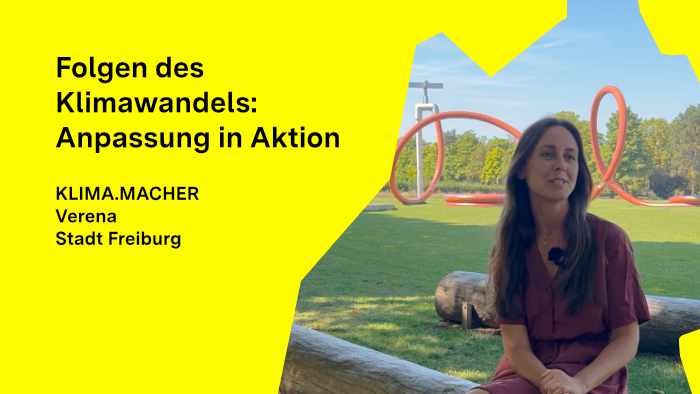 Verena Hilgers von der Stadt Freiburg blickt in die Kamera während eines Interviews.