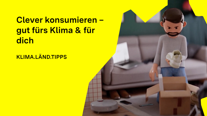 Illustration von einem jungen Mann, der in einem Wohnzimmer steht und ein Paar Sneaker ausgepackt hat.