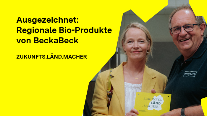 Ministerin Thekla Walker hat das Unternehmen BeckaBeck als ZUKUNFTS.LÄND.MACHER geehrt und überreichte dem Geschäftsführer Heinrich Beck die Auszeichnung.