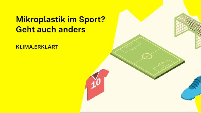 Illustration von einem Fußballfeld, einem Fußballtor, einem Trikot und einem Fußballschuh.